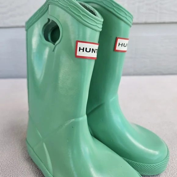 Hunter Classic Pull On Rain Boots Toddler Girl SZ 7 US Green Mint Waterproof - Picture 12 of 12